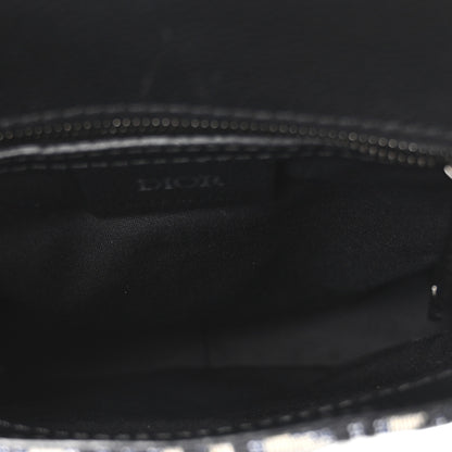 Christian Dior Grained Calfskin Oblique Saddle Vertical Messenger Pouch Beige Black 5 of 10