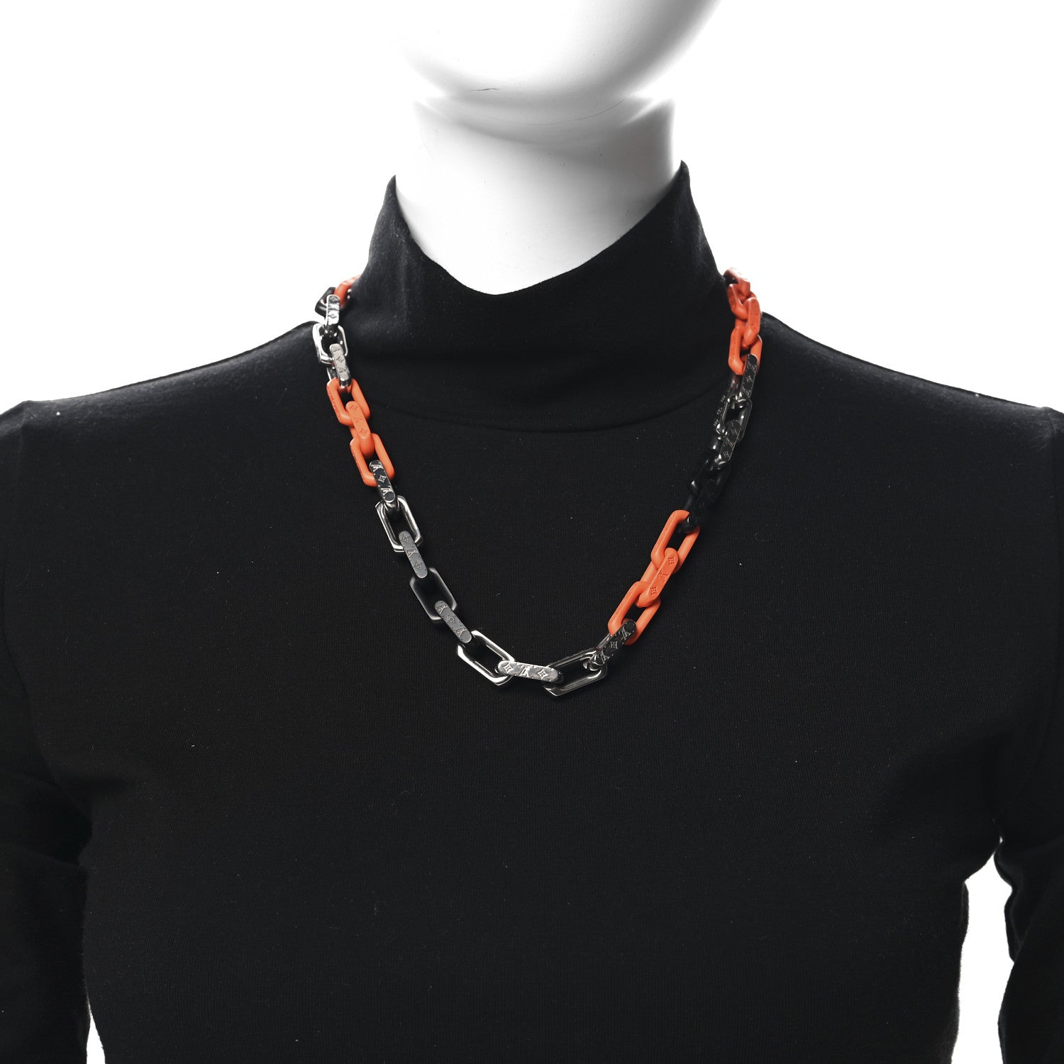 Louis Vuitton Metal Plexiglass Monogram Chain Necklace Black 2 of 4