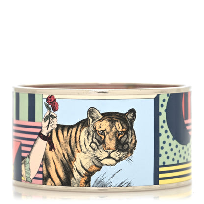Hermes Enamel Printed Extra Wide Dessous Grand Theatre Nouveau Bangle 1 of 4