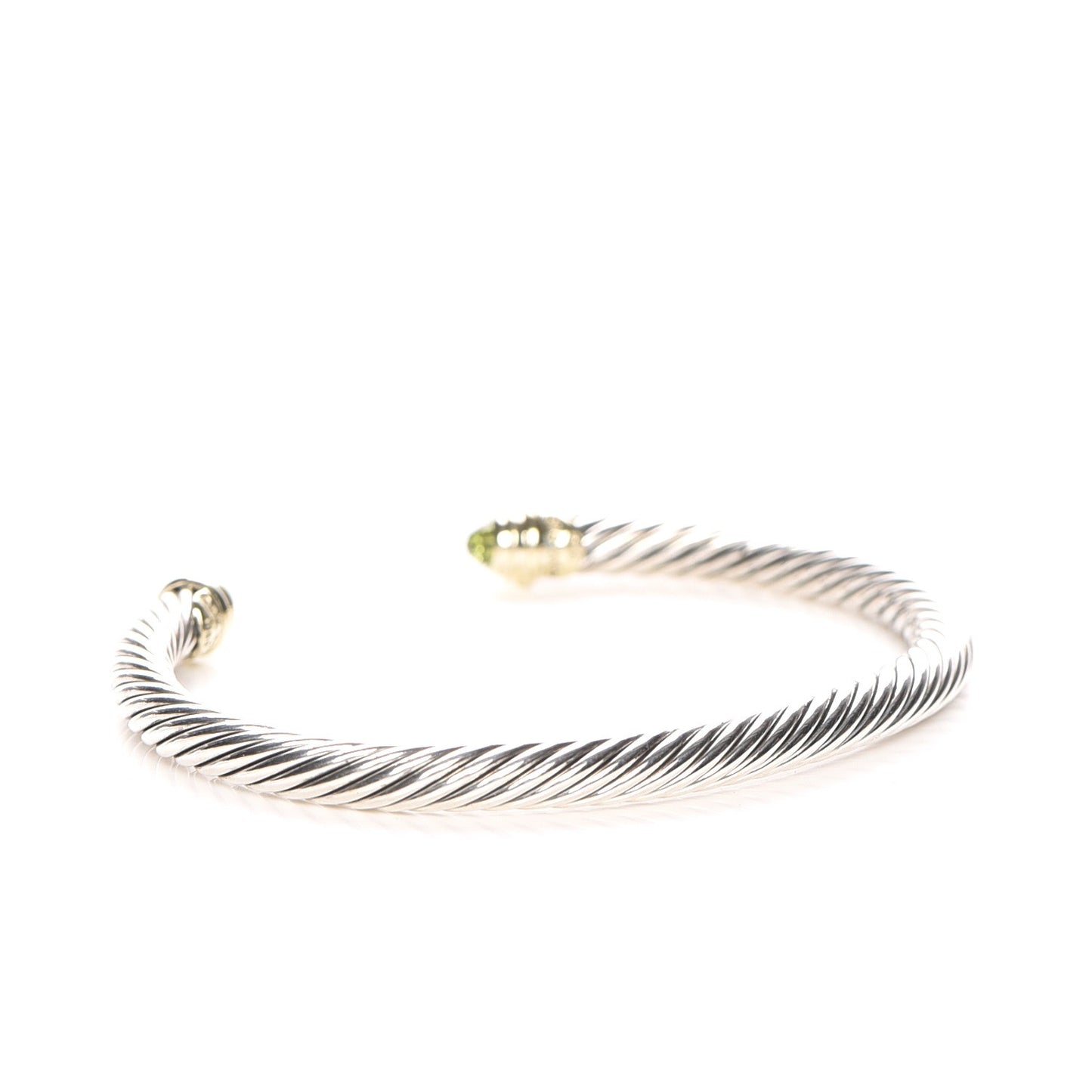 Sterling Silver 14K Yellow Gold Peridot 5mm Cable Classics Bracelet