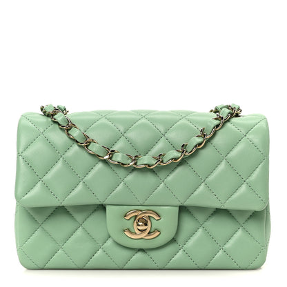 Chanel Lambskin Quilted Mini Rectangular Flap Green 1 of 12
