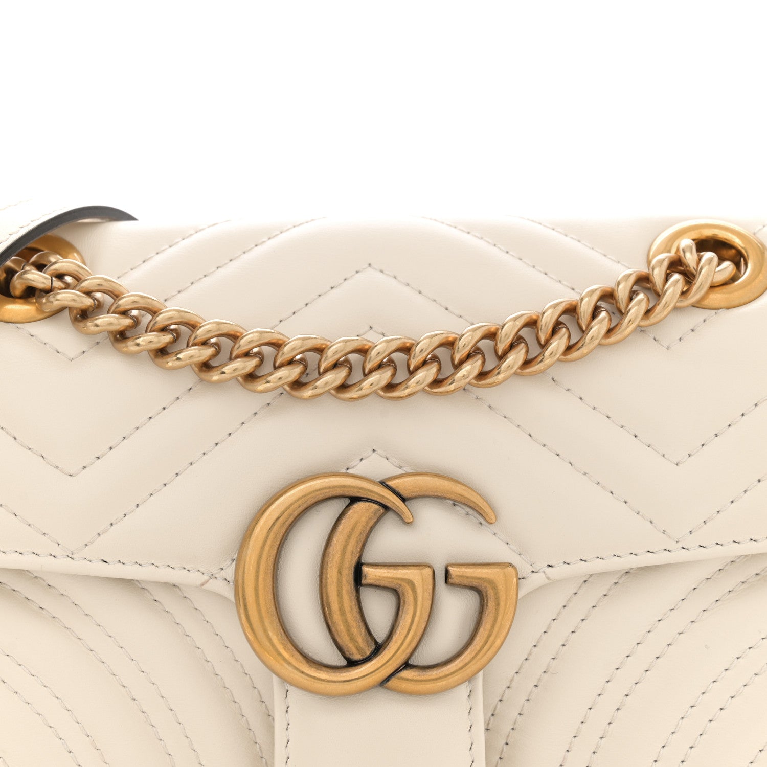 Gucci Calfskin Matelasse Mini GG Marmont Shoulder Bag White 8 of 11