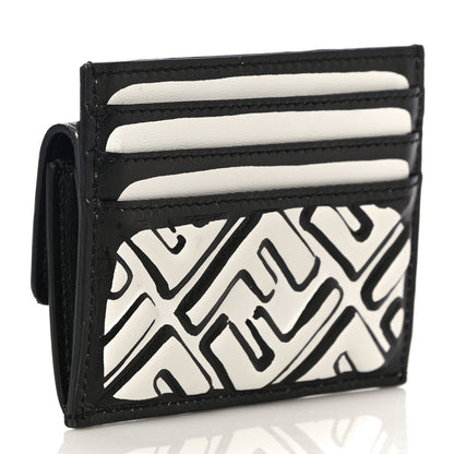 Fendi X JOSHUA VIDES Nappa FF Embossed Fold Over Card Holder Wallet White Black 3 of 10