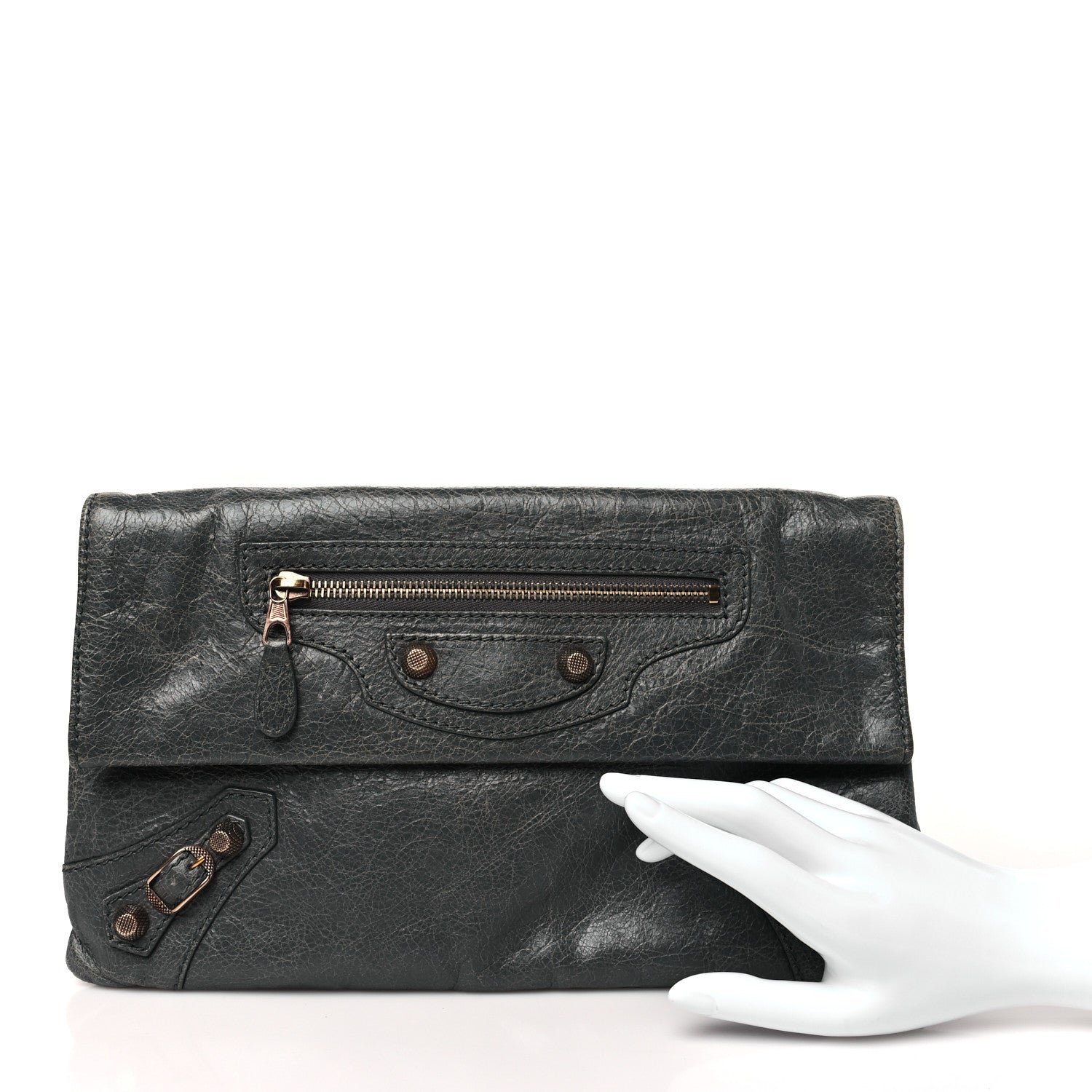 Balenciaga Agneau Giant 12 Rose Gold Hardware Envelope Clutch Tarmac 2 of 11