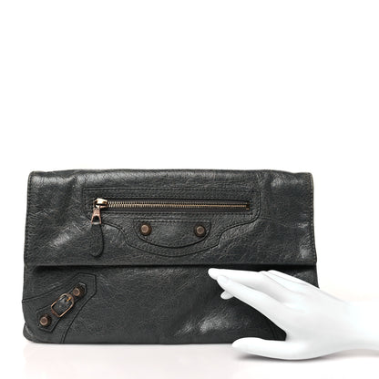 Balenciaga Agneau Giant 12 Rose Gold Hardware Envelope Clutch Tarmac 2 of 11