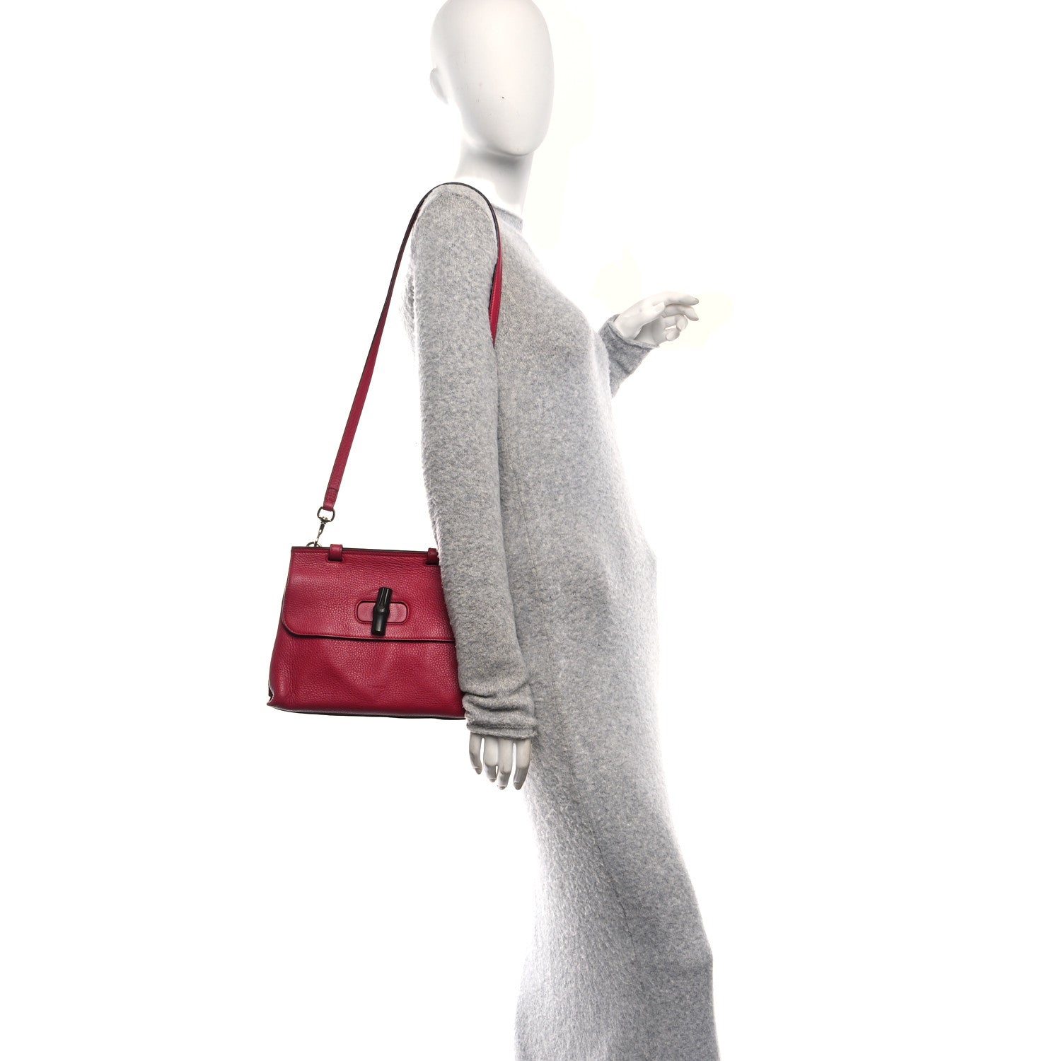 Gucci Cellarius Calfskin Small Bamboo Daily Top Handle Bag  Dark Pink 2 of 9