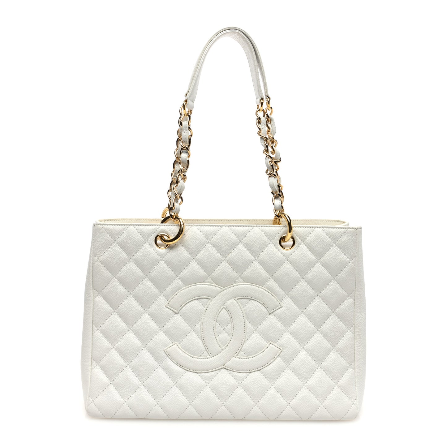 Caviar Quilted Grand Shopping Tote GST White