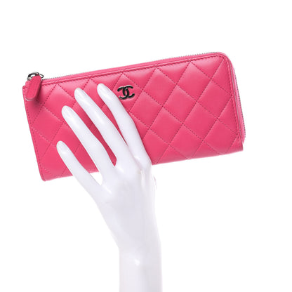 Chanel Lambskin Quilted Zip Around Wallet Fuchsia 2 of 8