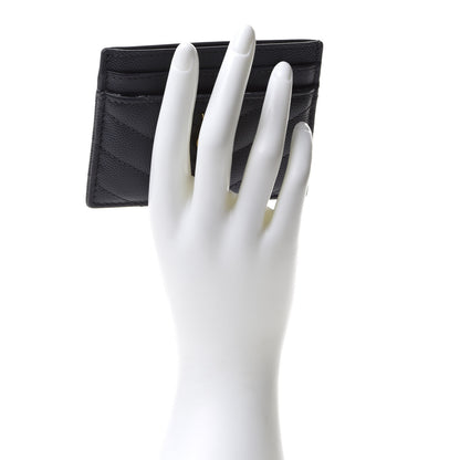 Saint Laurent Grain De Poudre Matelasse Chevron Monogram Credit Card Case Fog 2 of 14