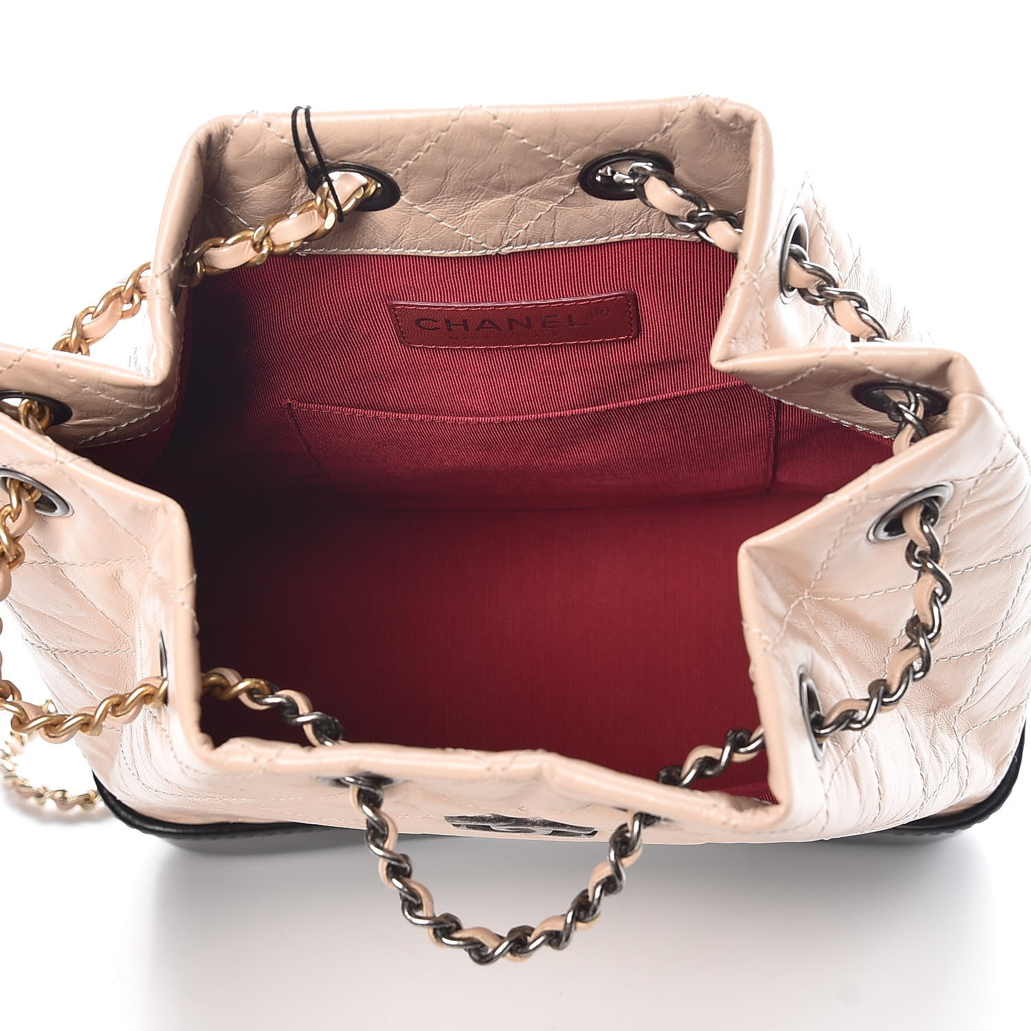 Chanel Aged Calfskin Quilted Small Gabrielle Backpack Beige Black 5 of 8