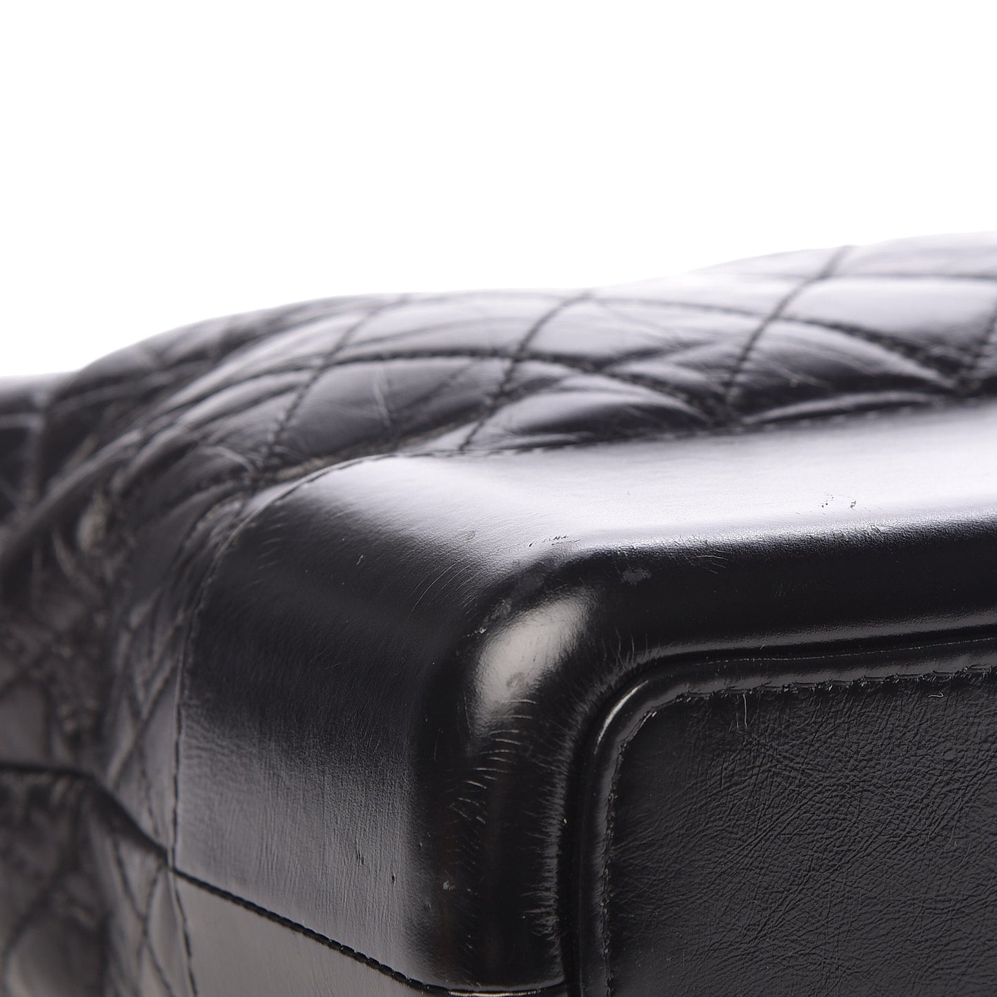 Aged Calfskin Quilted Large Gabrielle Hobo Black