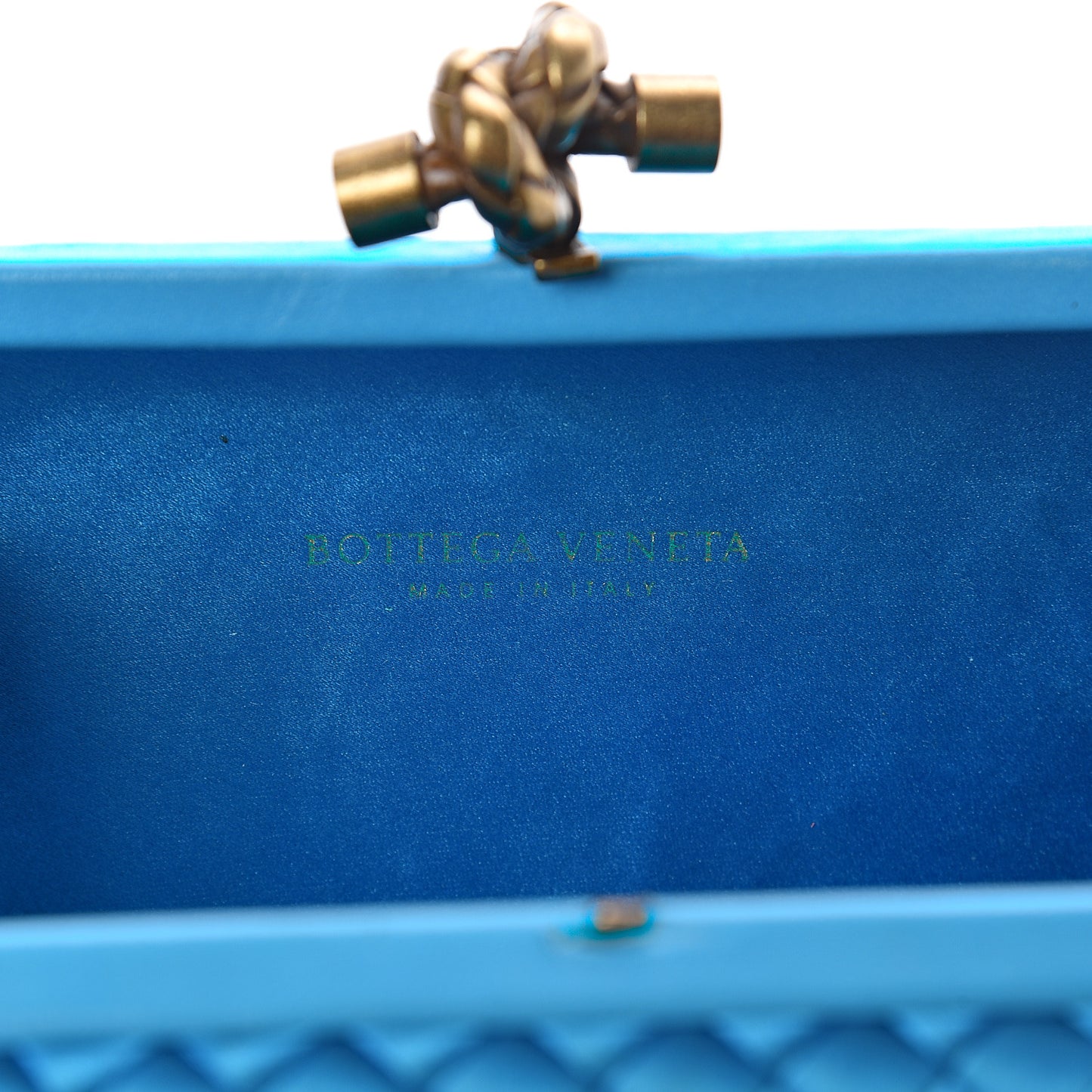 Satin Intrecciato Impero Knot Clutch Teal