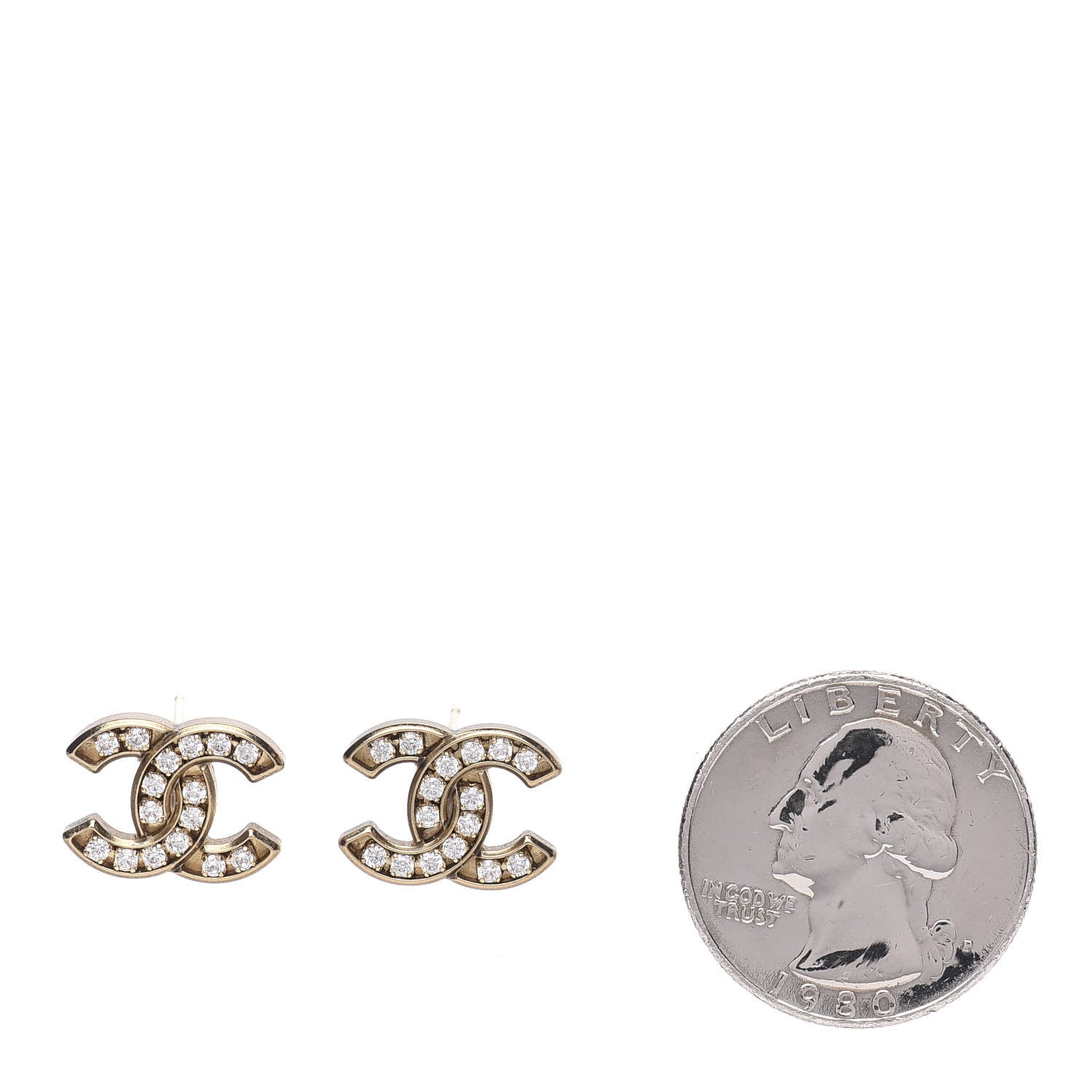 Chanel Crystal CC Earrings Gold 2 of 4