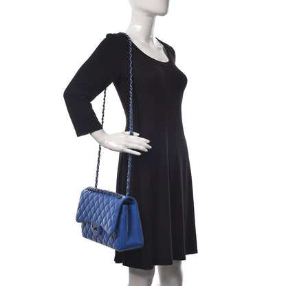 Chanel Caviar Quilted Jumbo Double Flap Blue 2 of 11
