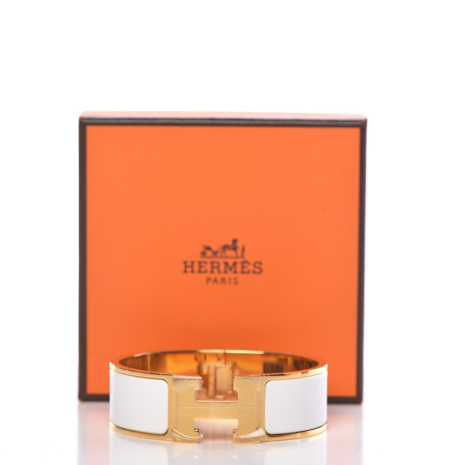 Hermes Enamel Wide Clic Clac H Bracelet GM White 5 of 5