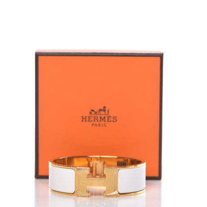 Hermes Enamel Wide Clic Clac H Bracelet GM White 5 of 5
