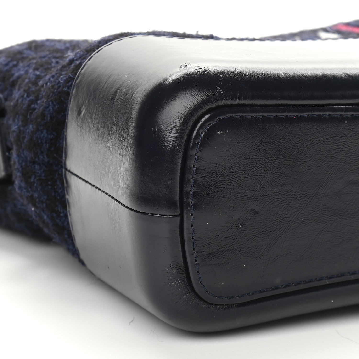 Chanel Tweed Calfskin Quilted Medium Gabrielle Hobo Black Blue 8 of 9