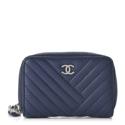 Chanel Lambskin Quilted CC Crossing Zip Around Coin Purse Navy 1 of 11