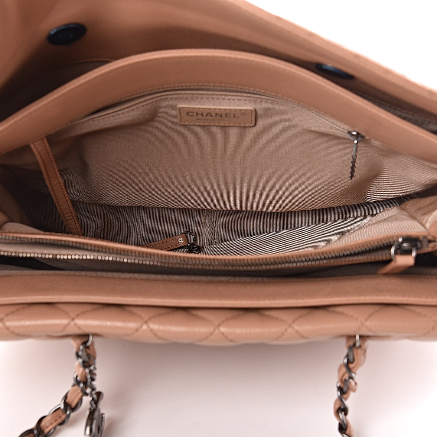 Caviar Quilted Large City Shopping Tote Beige
