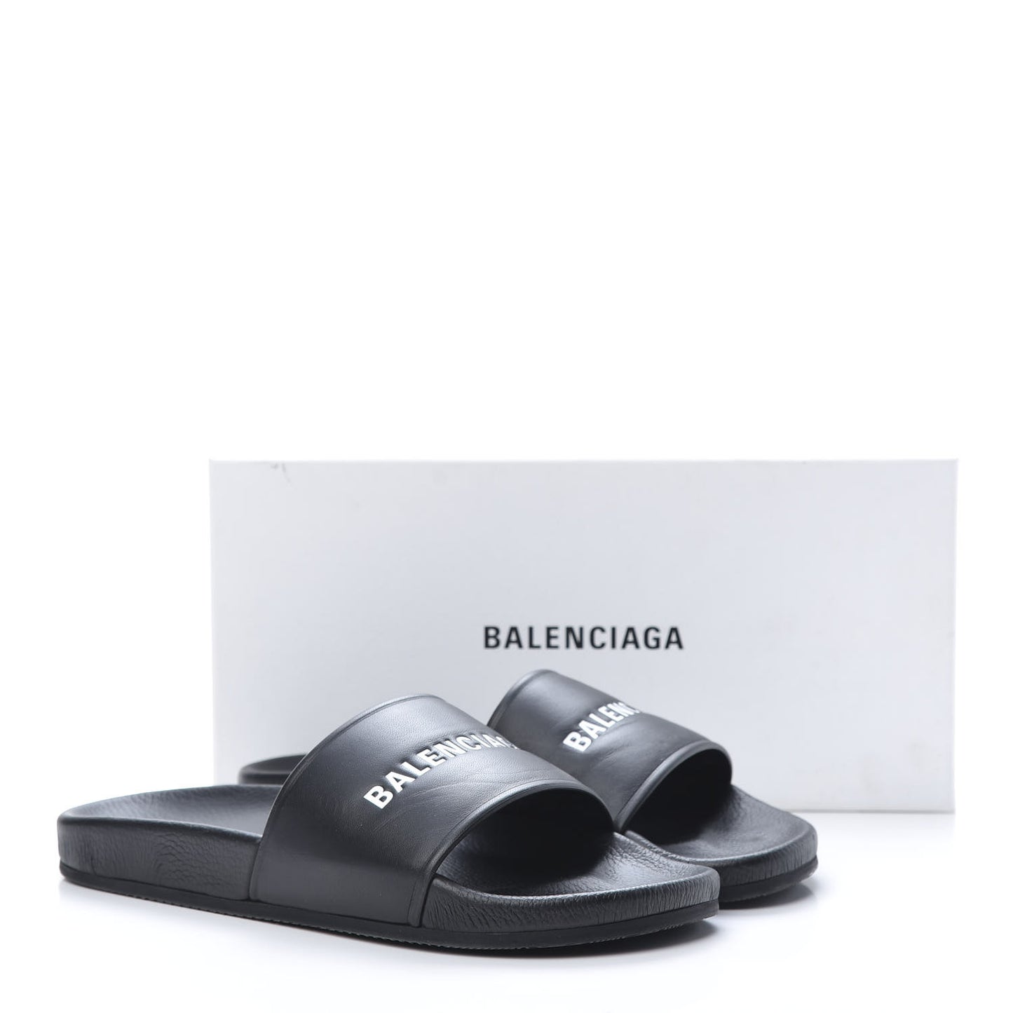 Nappa Logo Pool Slide Sandals 42 Black White