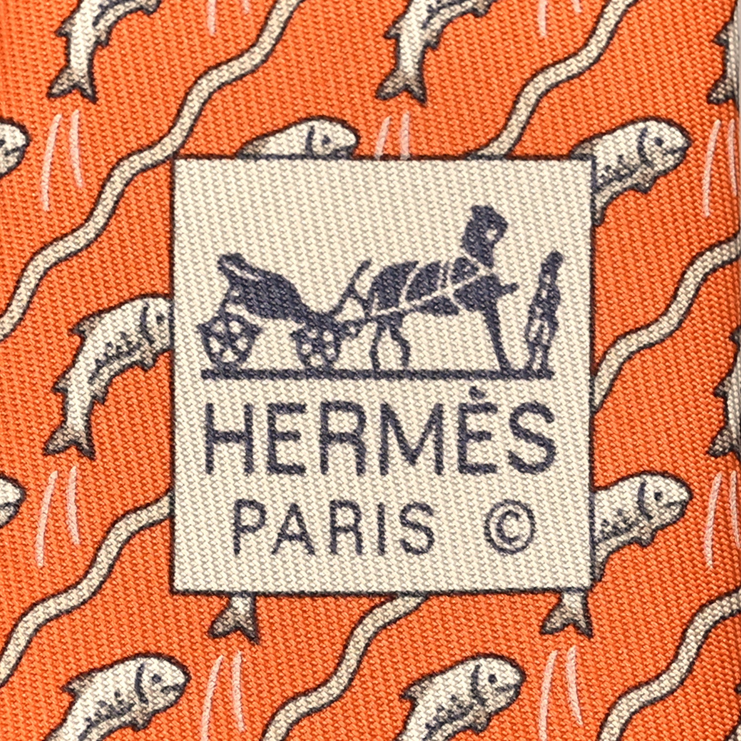 Hermes Silk Mens Tie Orange 3 of 5