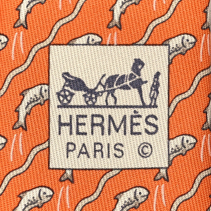 Hermes Silk Mens Tie Orange 3 of 5