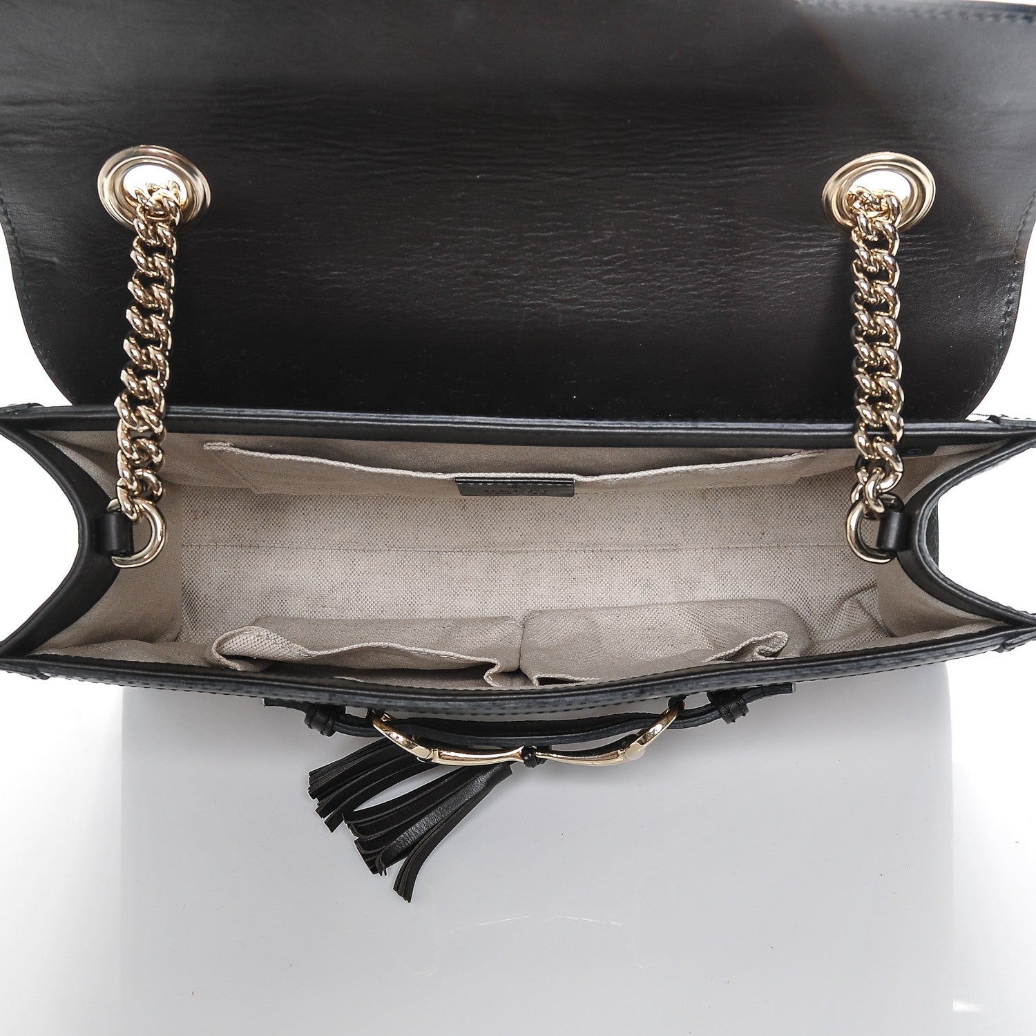 Gucci Monogram Margaux Calfskin Medium Emily Chain Shoulder Bag Beige Ebony Cocoa 5 of 6