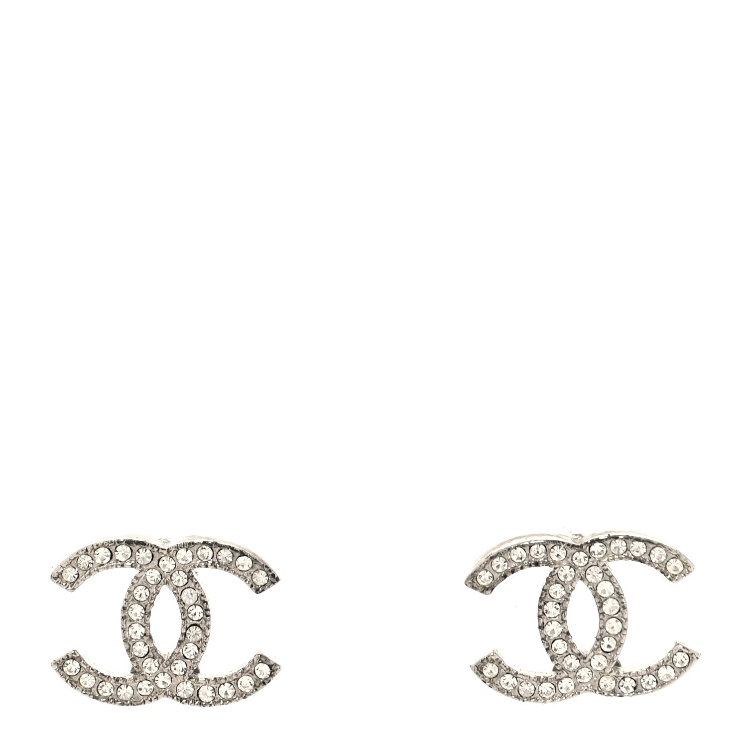 Chanel Crystal CC Earrings Silver 1 of 4