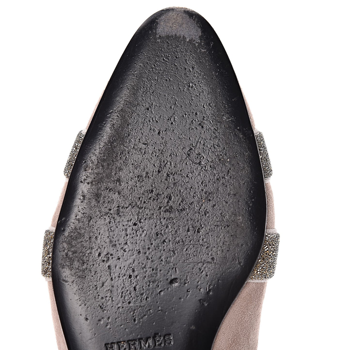 Suede Goatskin Crystal Roxane Mules 35 Champagne Rose Grey
