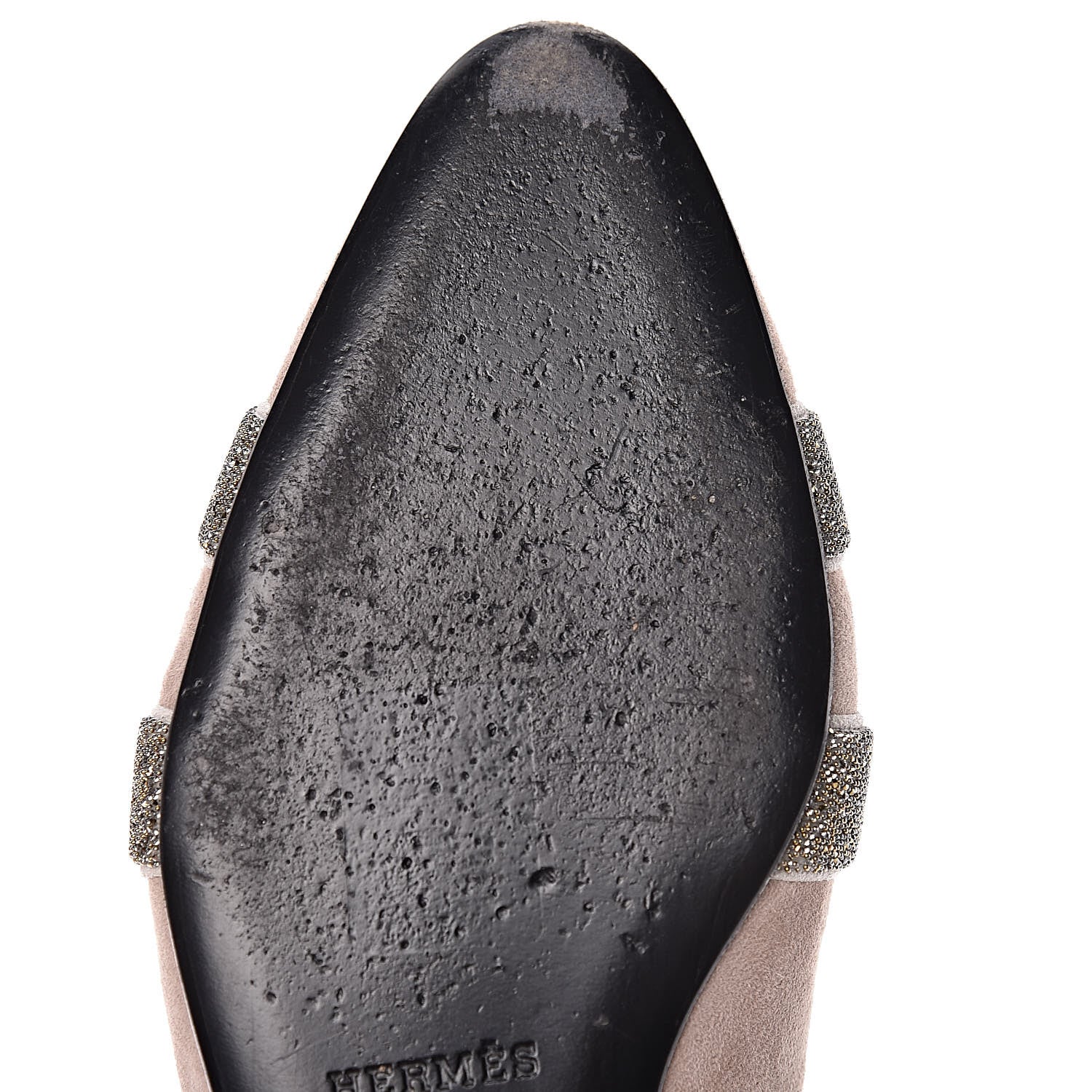 Hermes Suede Goatskin Crystal Roxane Mules 35 Champagne Rose Grey 8 of 18