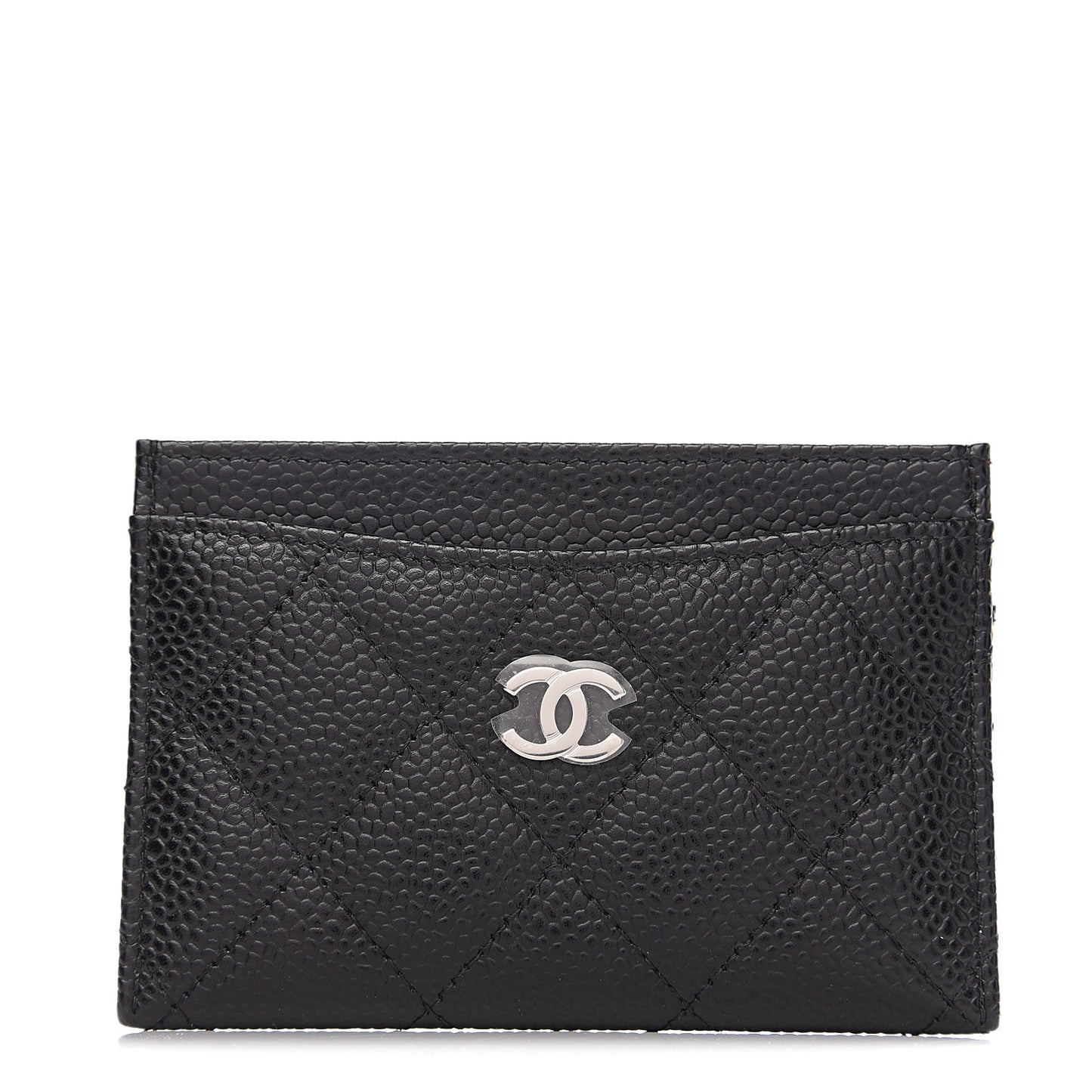Caviar Quilted Card Holder Black