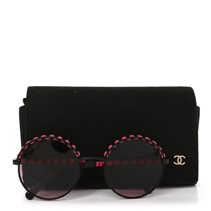 Chanel Metal Calfskin Round Chain Sunglasses 4265-Q Black Pink 7 of 7