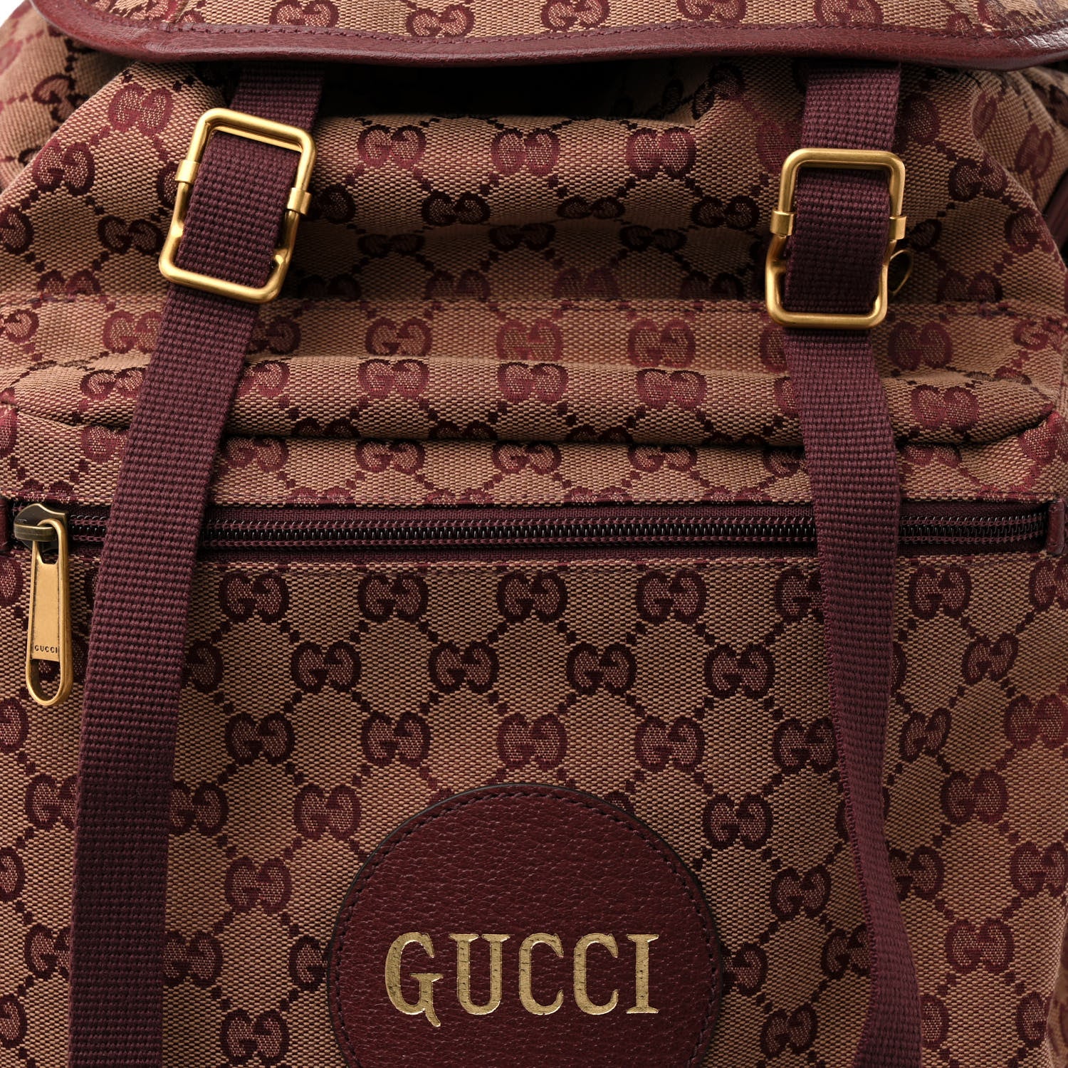 Gucci GG Monogram Script Logo Large Double Pocket Backpack Sahara Rubino Bordeaux 8 of 14