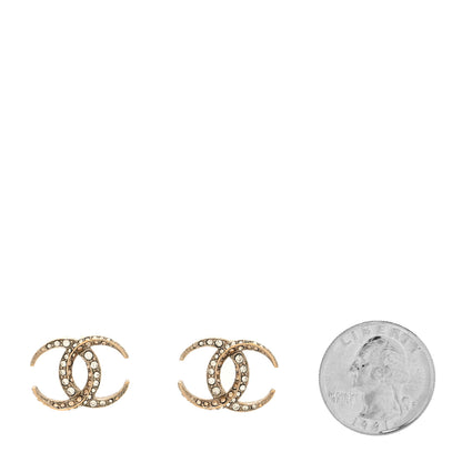 Chanel Crystal CC Moon Earrings Gold 2 of 5