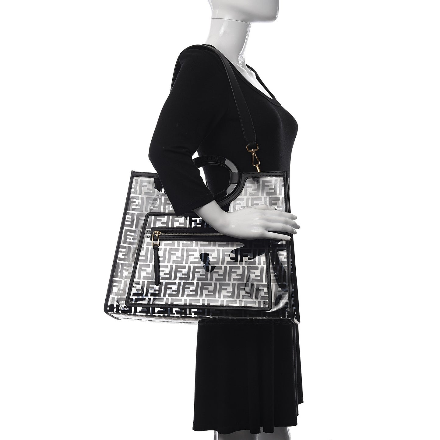 TPU FF Vitello Century Plexiglass Medium Runaway Shopper Tote Black
