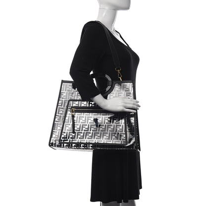 Fendi TPU FF Vitello Century Plexiglass Medium Runaway Shopper Tote Black 2 of 12