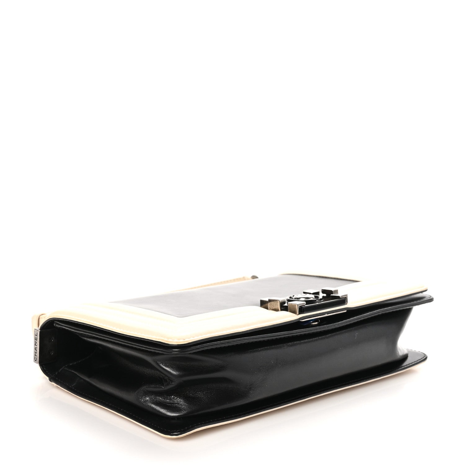 Chanel Glazed Calfskin Medium Boy Flap Black White 4 of 11