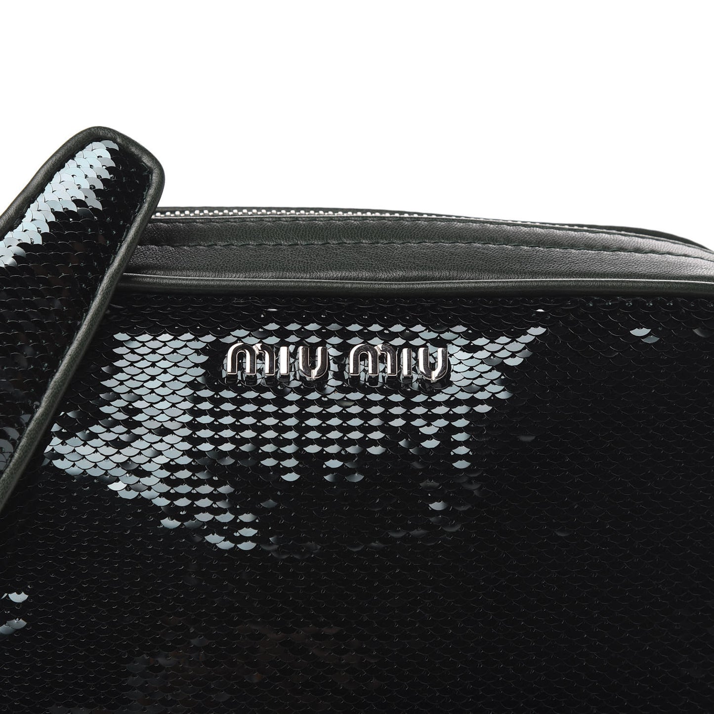 Paillettes Sequin Chain Camera Bag Smeraldo
