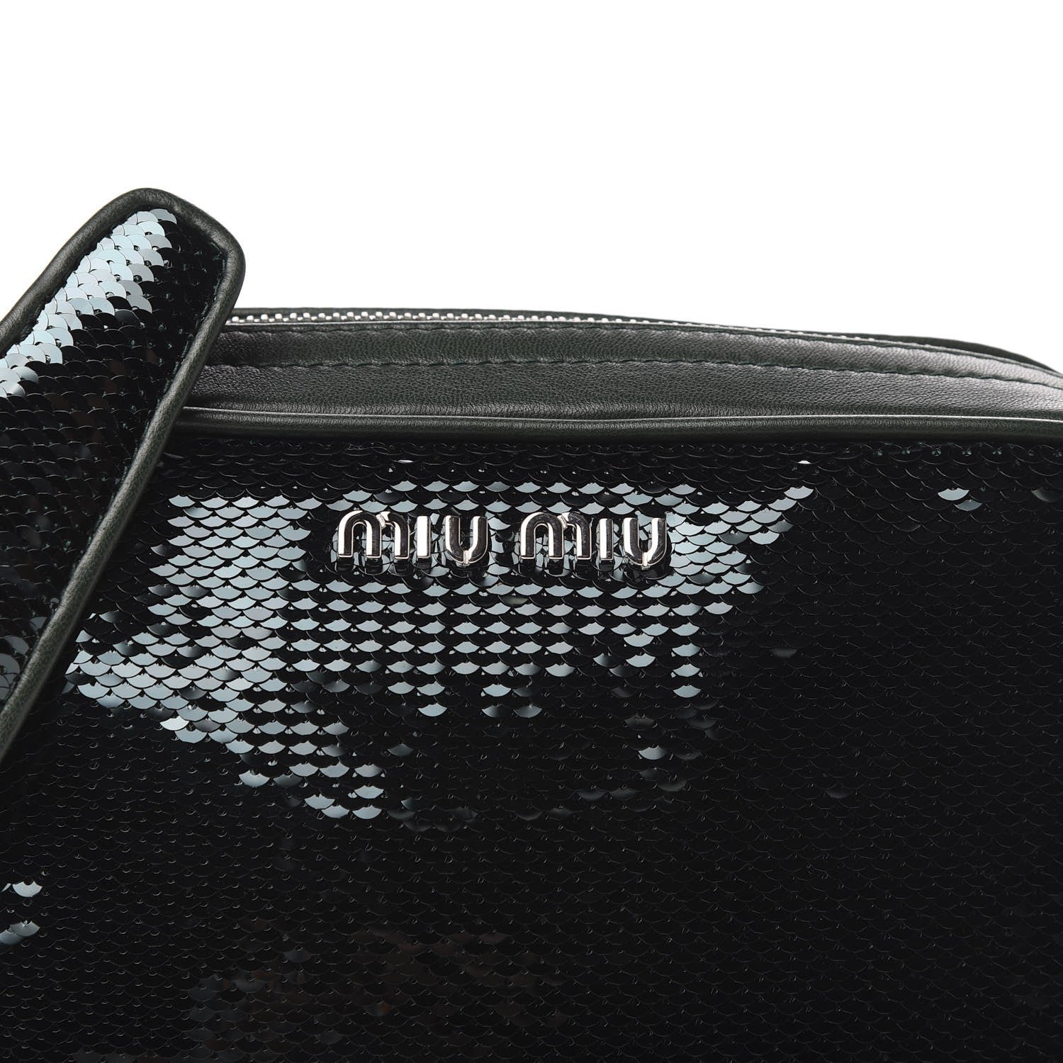 Miu Miu Paillettes Sequin Chain Camera Bag Smeraldo 9 of 9