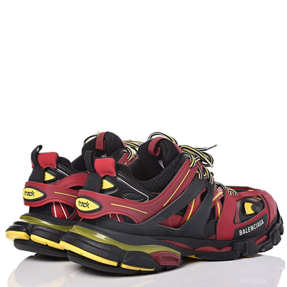 Balenciaga Mesh Nylon Metallic Fabric Mens Track Sneakers 10 Bordeaux Yellow 4 of 9