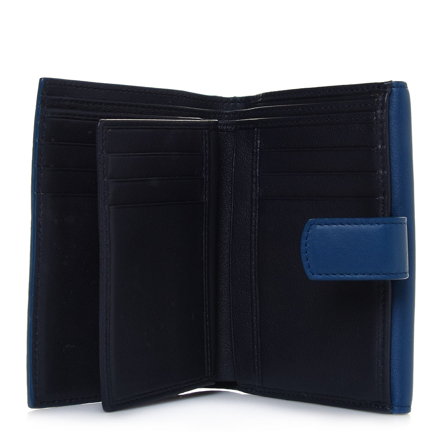 Calfskin Bi-Color Envelope Wallet Blue Black