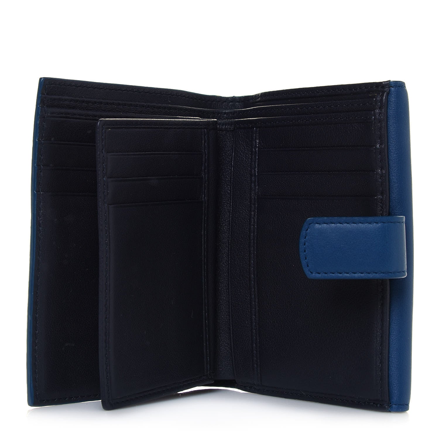 Christian Dior Calfskin Bi-Color Envelope Wallet Blue Black 6 of 12