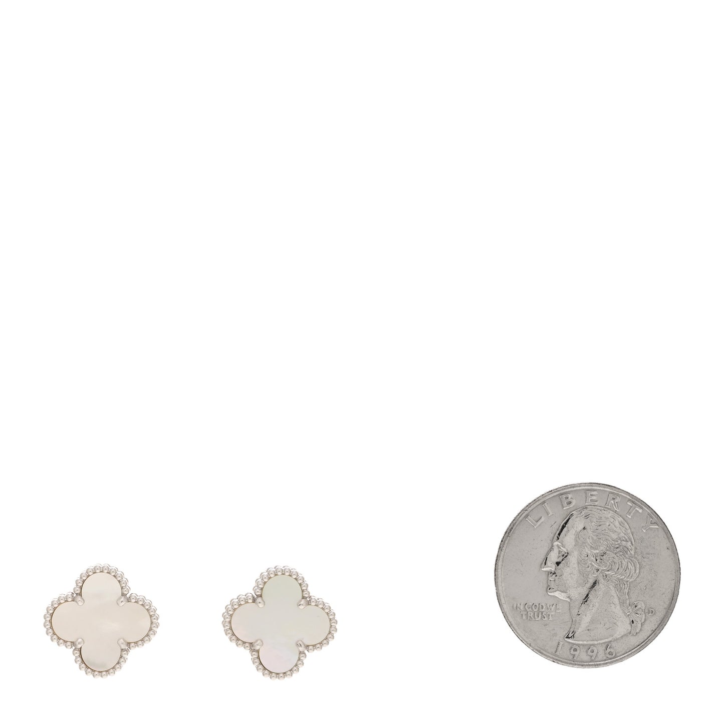 18K White Gold Mother of Pearl Vintage Alhambra Earrings