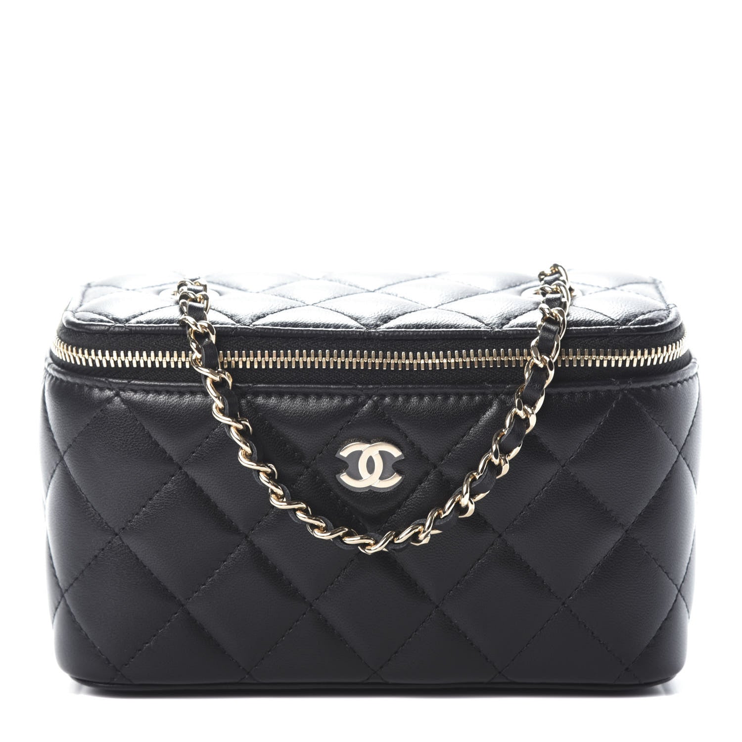 Chanel Lambskin Quilted Small Vanity Case With Chain Black 1 of 9