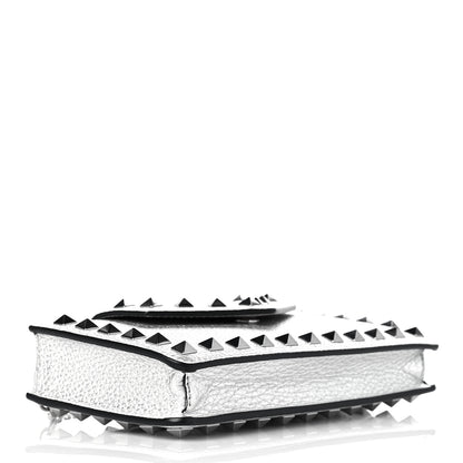Valentino Garavani Metallic Pebbled Calfskin Rockstud Phone Case With Chain Silver 4 of 11
