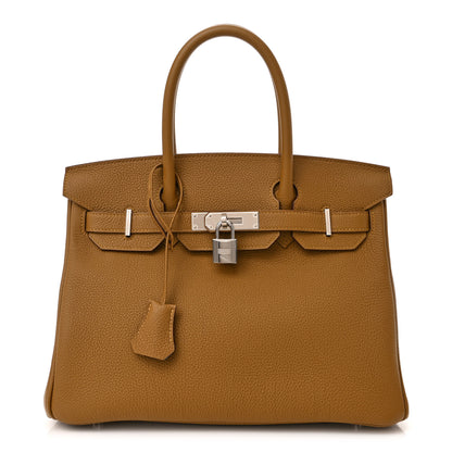 Hermes Togo Verso Birkin 30 Bronze Dore Bleu Brume 1 of 11