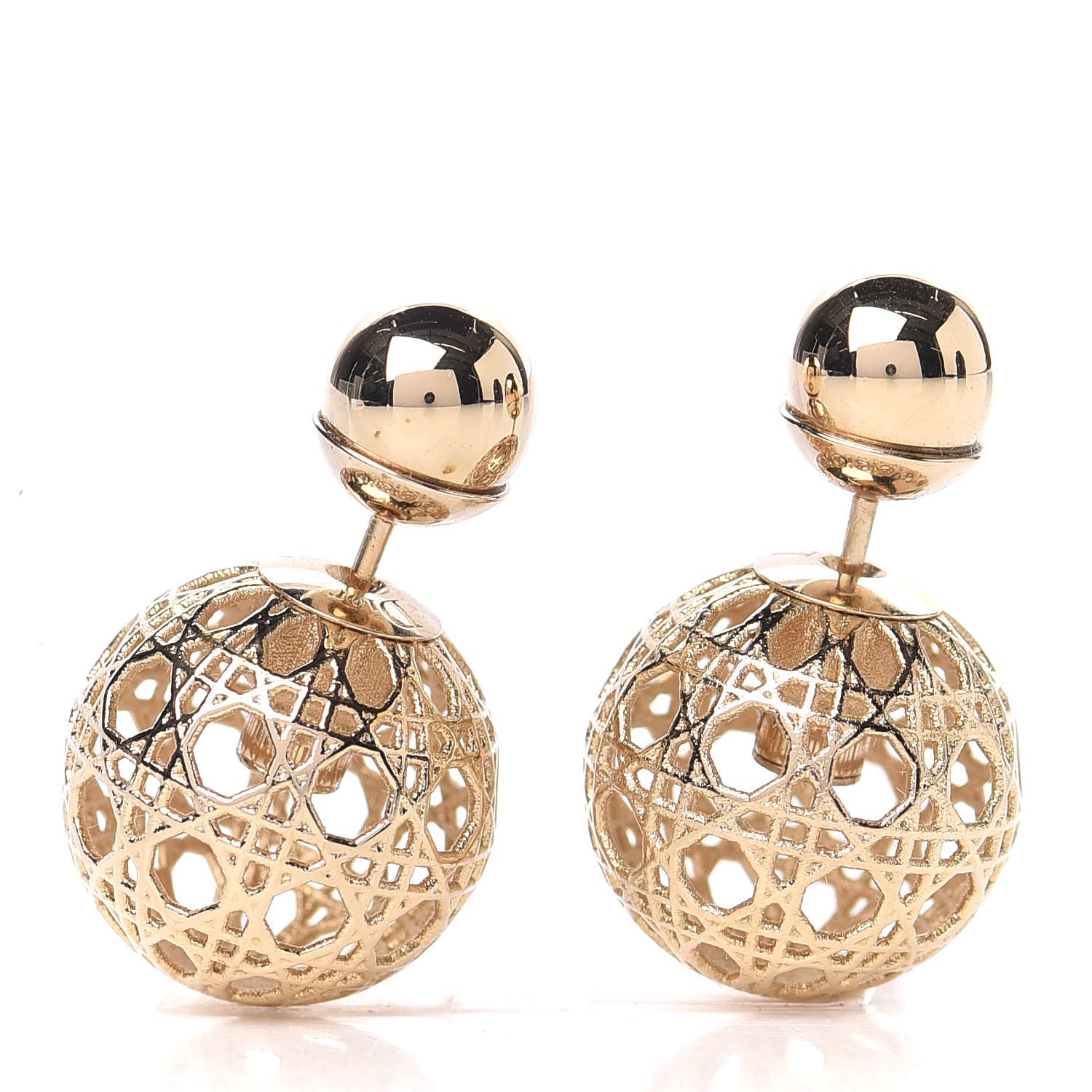 Christian Dior Cannage Mise En Dior Tribal Earrings Gold 1 of 4