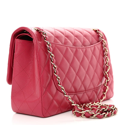 Chanel Caviar Quilted Jumbo Double Flap Dark Pink 3 of 13