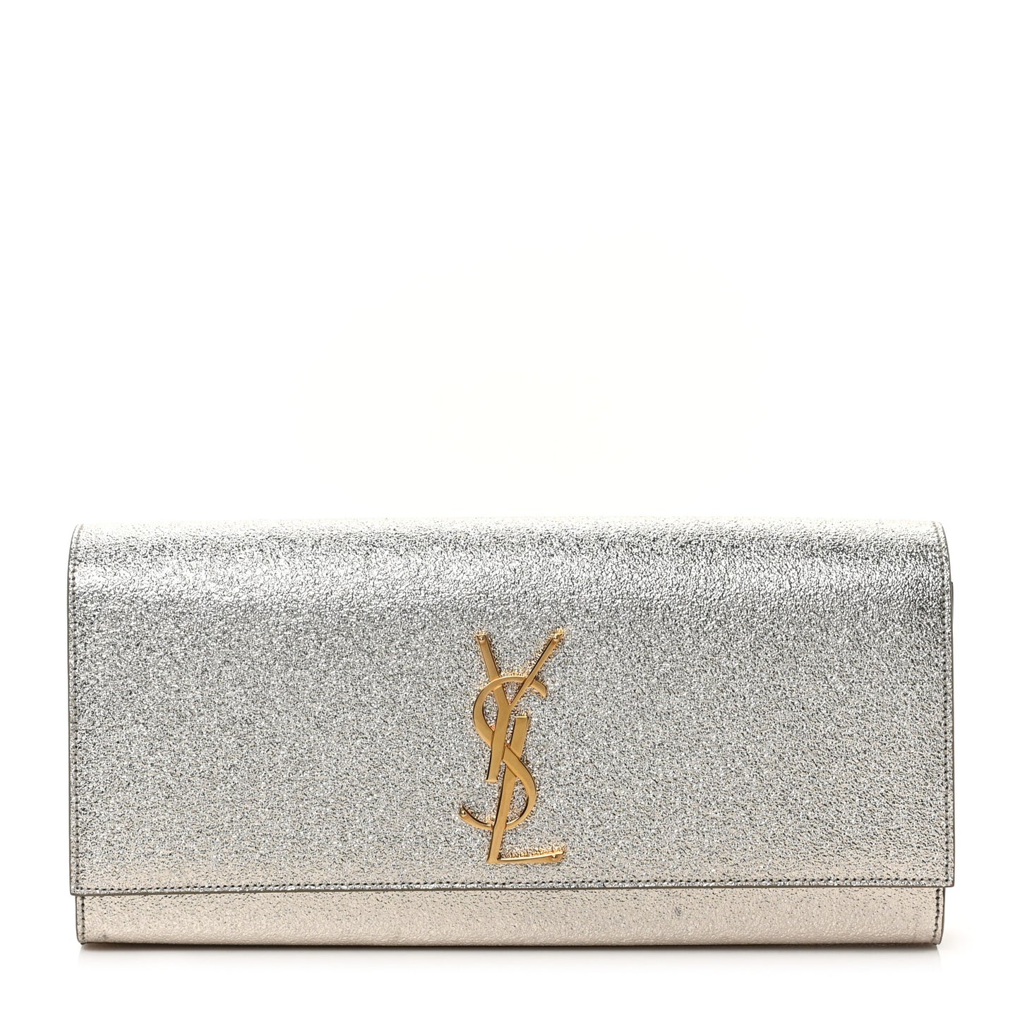 Metallic Textured Calfskin Classic Monogram Cassandre Clutch Pale Gold