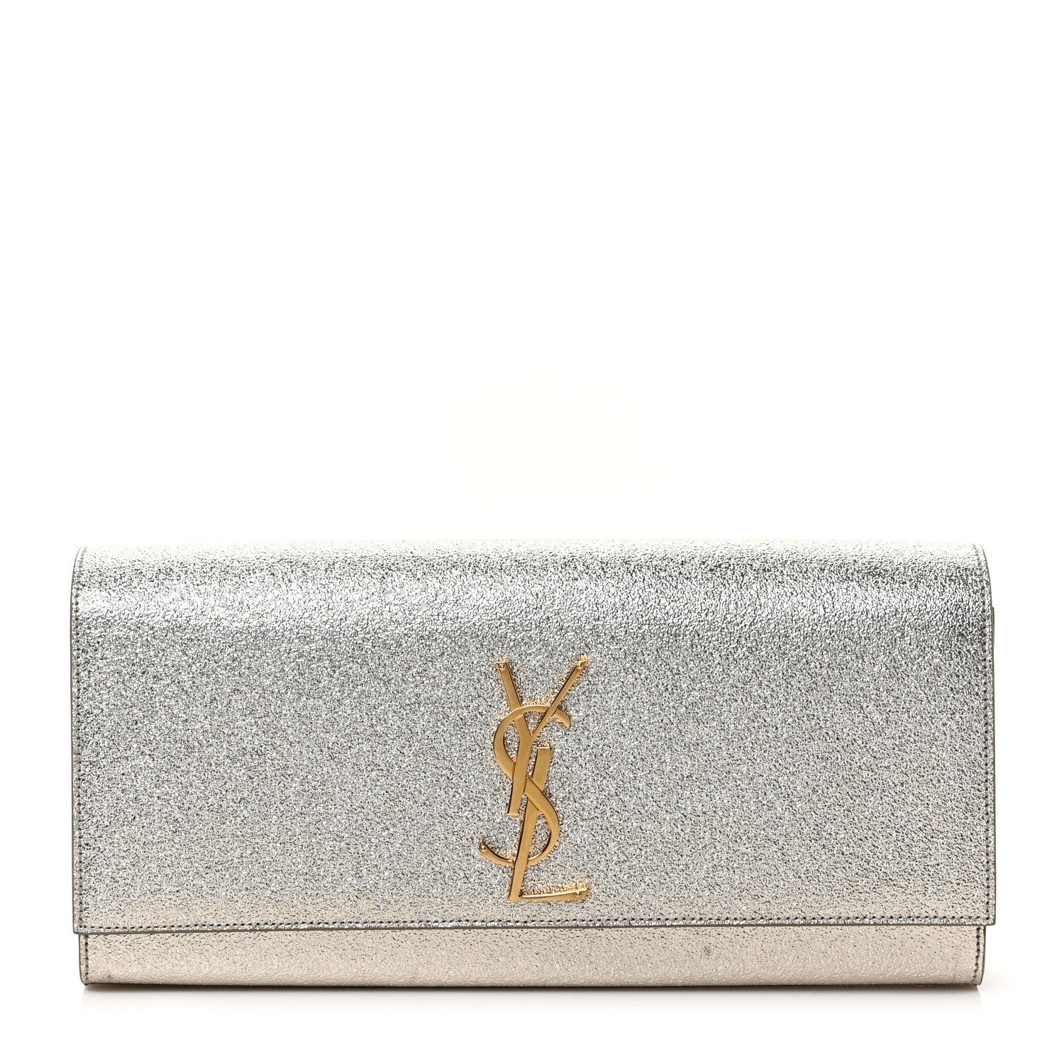 Saint Laurent Metallic Textured Calfskin Classic Monogram Cassandre Clutch Pale Gold 1 of 6